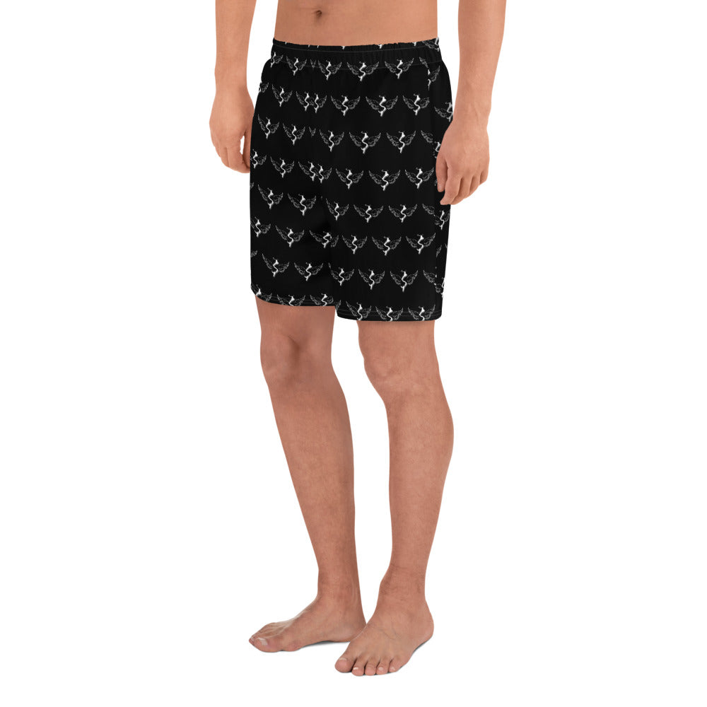 Success Object Pattern Logo Unisex Athletic Long Shorts Black
