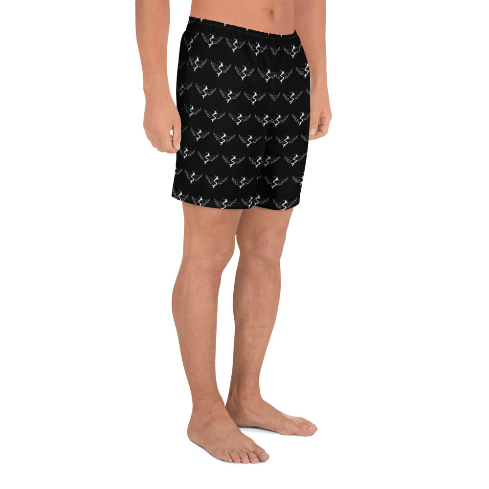 Success Object Pattern Logo Unisex Athletic Long Shorts Black